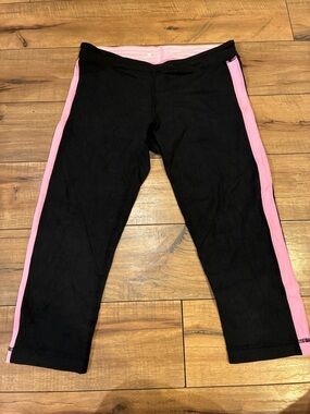 lululemon athletica Black Leggings with Pink Side Stripe Capri
